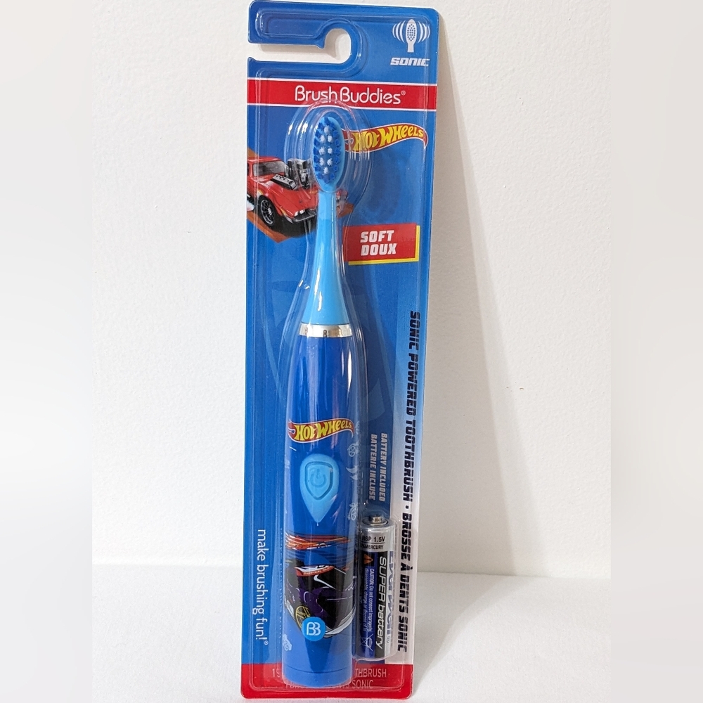 Brush Buddies Hot Wheels Battery Powered Sonic Toothbrush, Soft Bristles